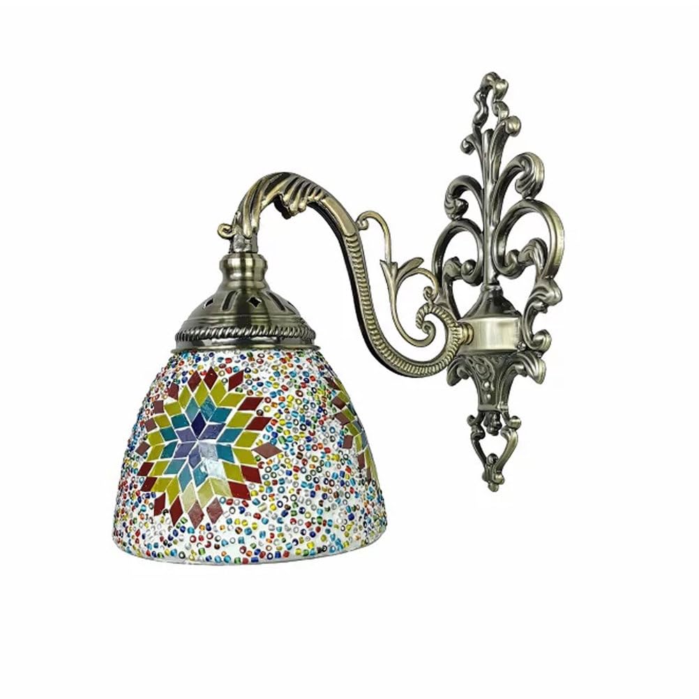 Włoska kolorowa szklana lampa ścienna w stylu bohemy do wnętrz, do hotelu, restauracji, holu, sypialni, korytarza i baru, unikalny wystrój oświetlenia ściennego