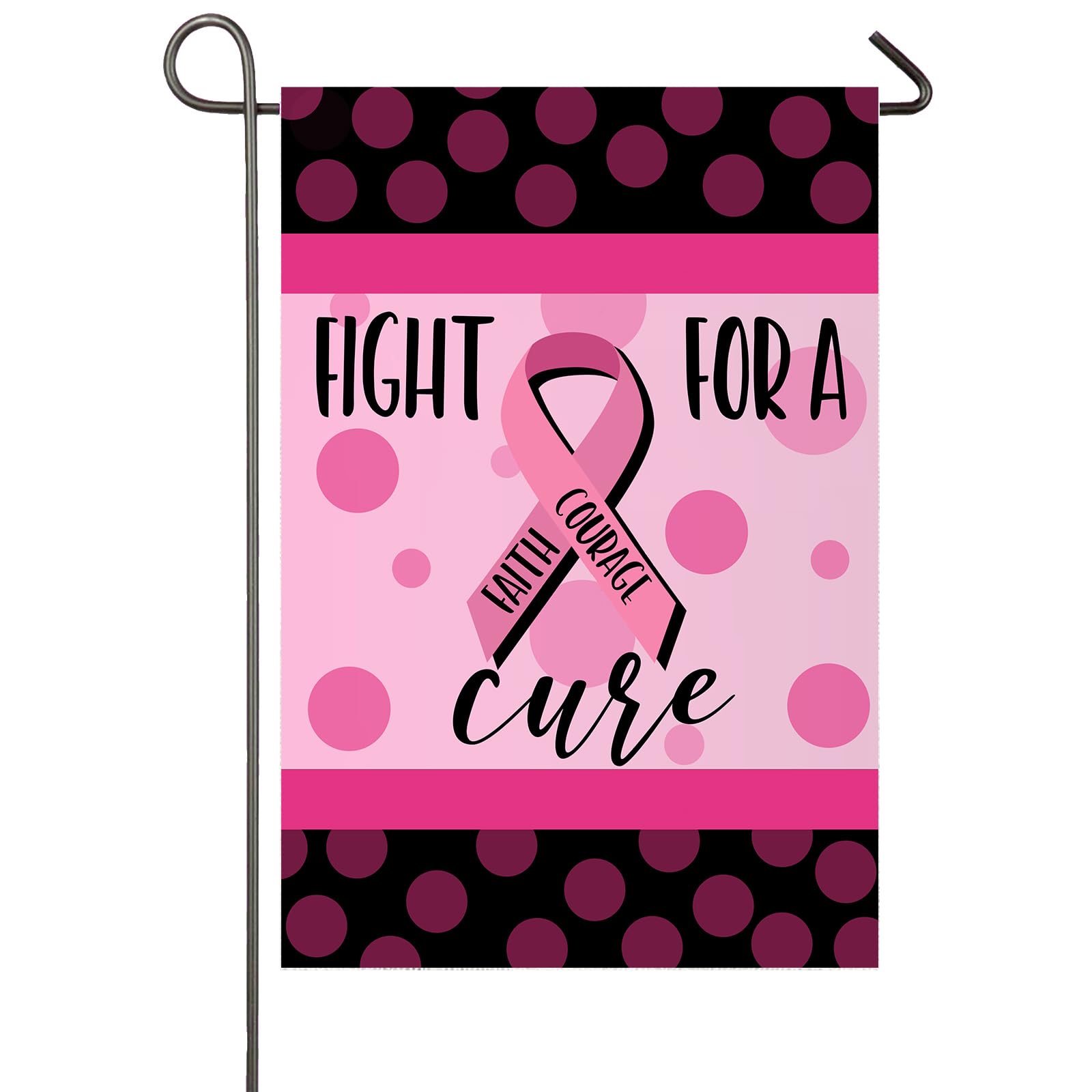 Breast Cancer Pink Garden Flag 12x18 Double Sided Fight For A Cure Pink Month Garden Flag Pink Ribbon Banner Breast Cancer Awareness Decorations Outdoor Porch Yard Sign