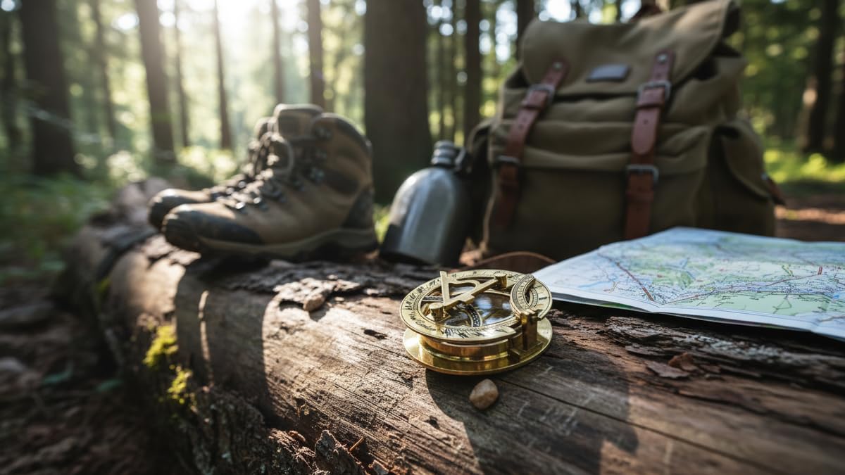 Brújula de Reloj de Sol de 3 Pulgadas con Caja de Madera de Teca incrustada con latón Macizo