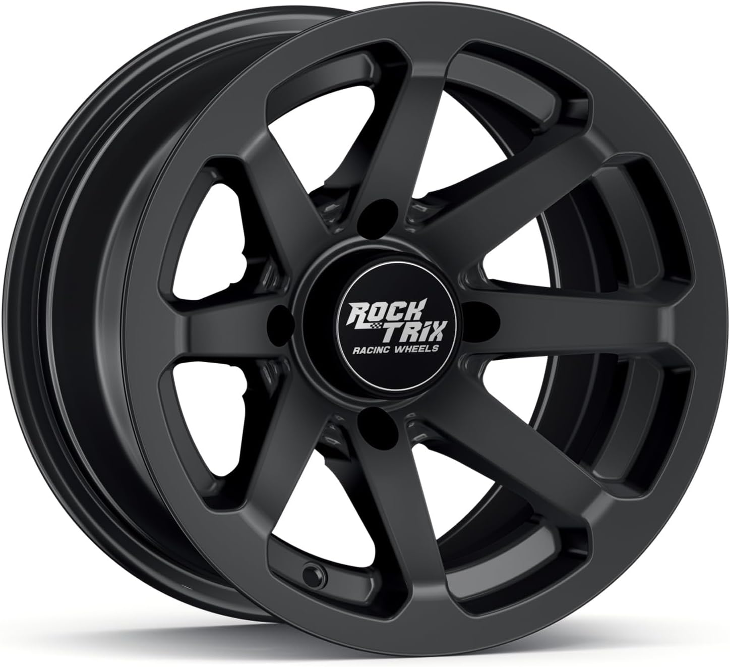 RockTrix RT102 12x7 ATV Wheel 4x110 Matte Black 2+5 Offset (ET-47) for SRA, 12 Inch Rim Compatible with Honda Foreman Rubicon Rancher, Also fits Suzuki Twin Peaks Vinson, 1pc Single