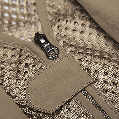 Ziker Men's Mesh Breathable Openwork Camouflage Journalist Photographer Fishing Vest Waistcoat Jacket Coat (As1, Alpha, X_L, Regular, Regular, Khaki) #TOP5