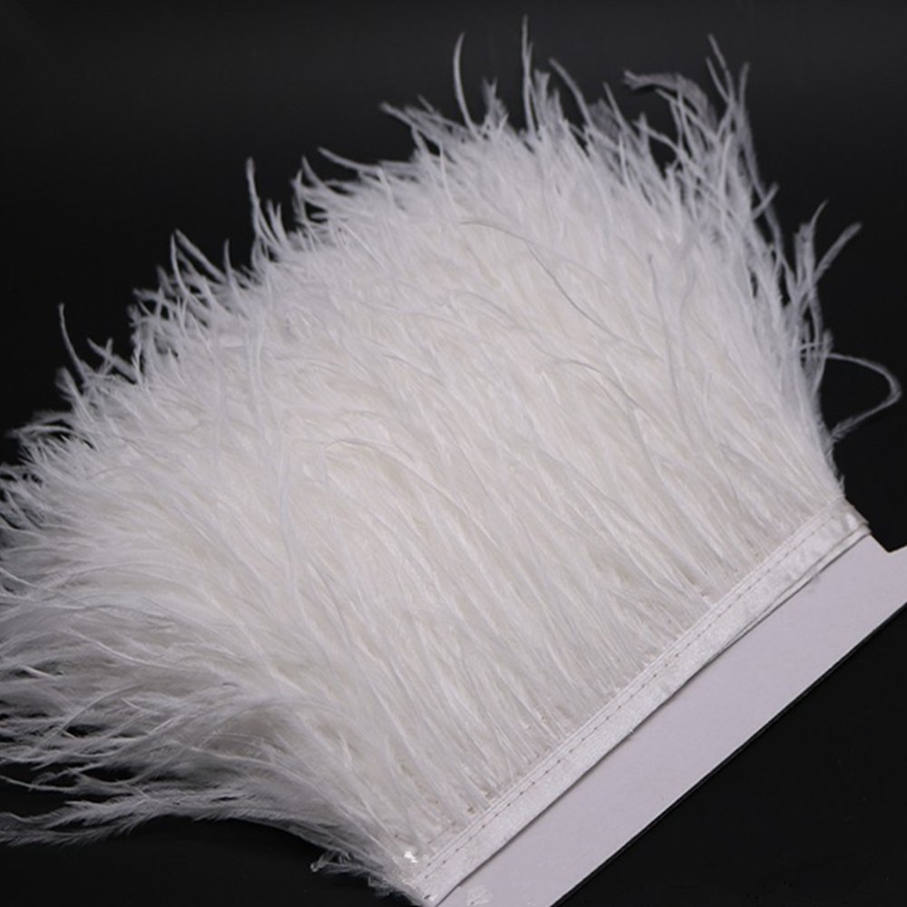 FQTANJU 2 Yards Soft & Natural Ostrich Feathers Fringe Trims Ribbon Used for Dress Sewing, Craft Clothing - Image 3