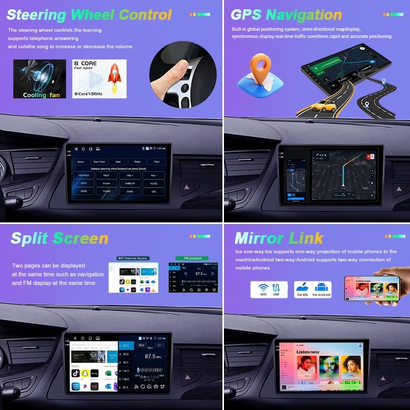 Car Play Radio de 10" para Citroen C5 2013-2016 con Android Auto y Bluetooth 4G 6