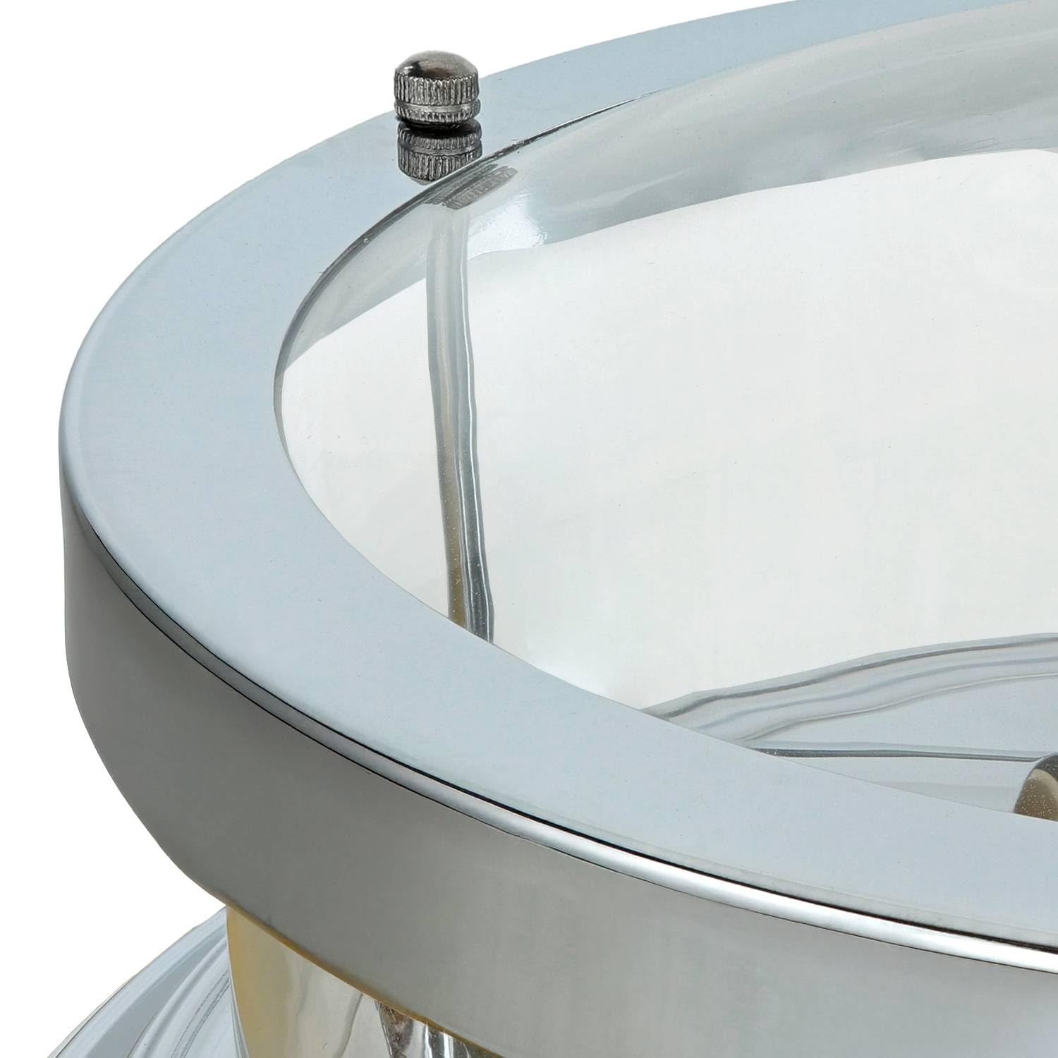 Licht-Erlebnisse Deckenleuchte Badezimmer IP44 Ø 35 cm H: 14,5 cm flach in Chrom 2x E27 Glas Metall Deckenlampe Badezimmerleuchte