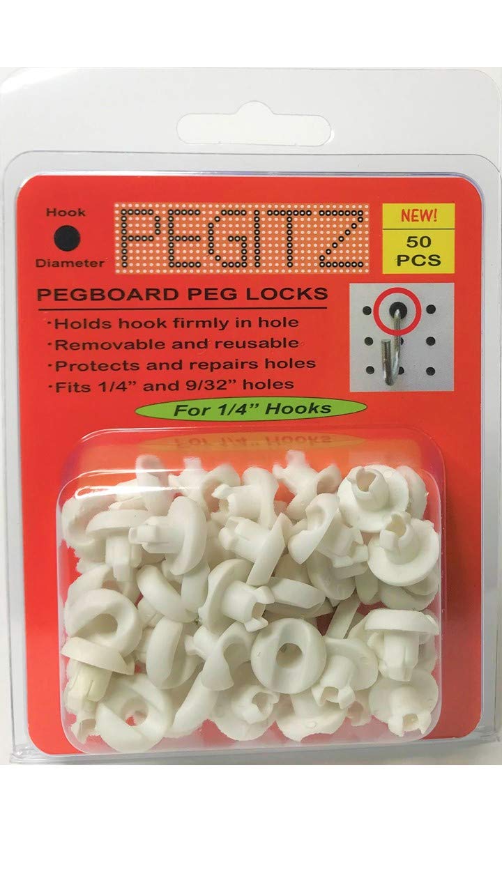 Pegboard Peg Locks 50PCS (1/4 inch, White)