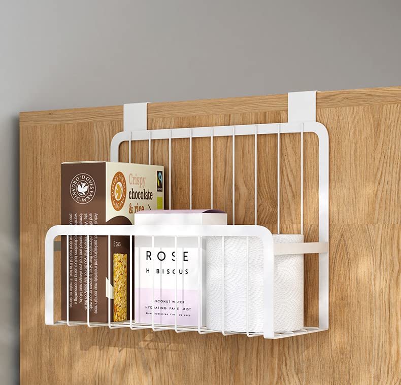 Panier De Rangement Mural Blanc Pour Cuisine - Étagère Suspendue Porte D'Armoire - Gain De Place Sans Perçage