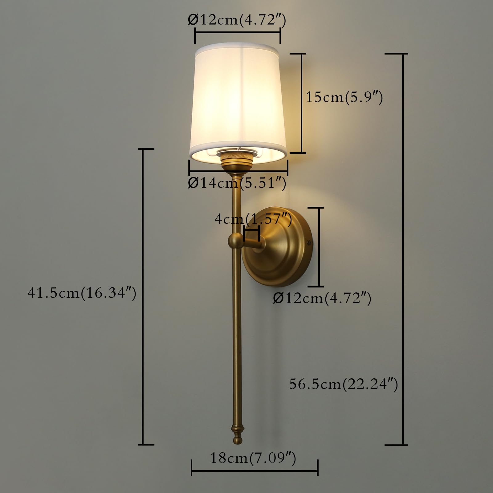 Yosoan Wandleuchte mit Stoffschirme Lampe Wandlampe Modern Wandleuchten mit E27 für Spiegel, Wohnzimmer, Schlafzimmer und Treppe (2 Stk mit antike Metal und weißem Stoffschirme)