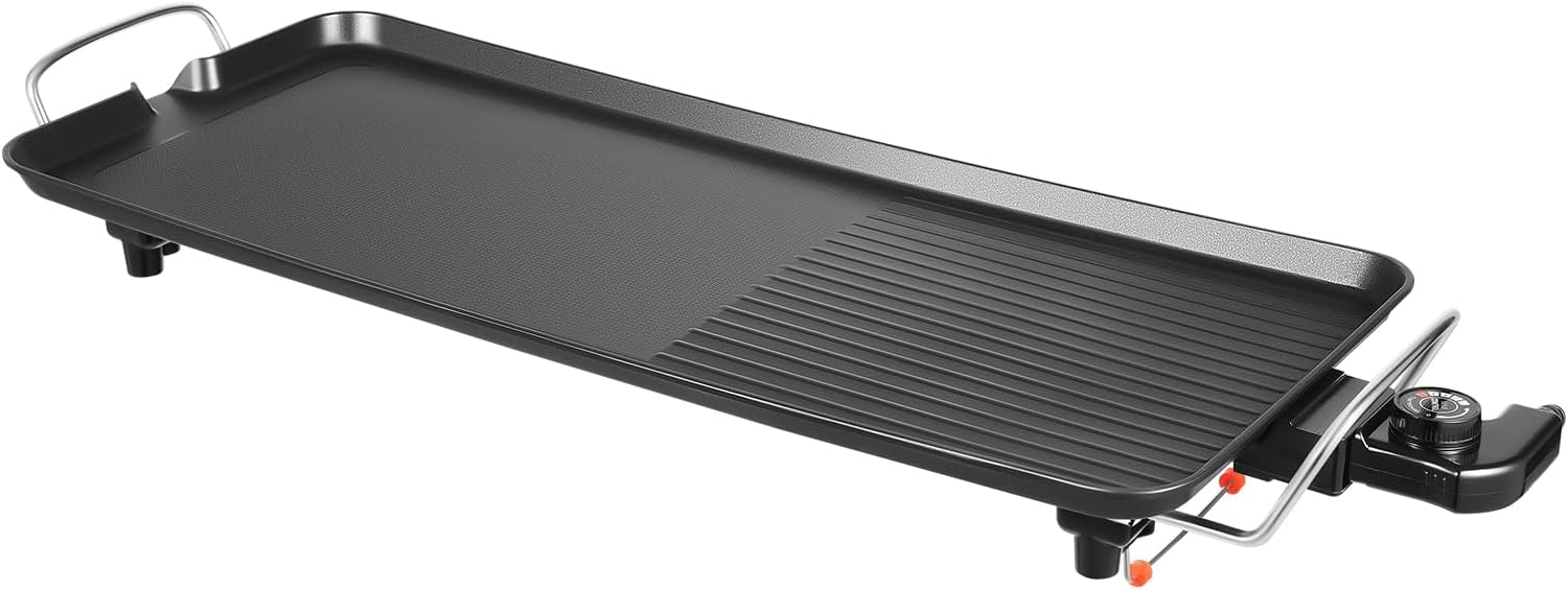 1500W Electric Grill Outdoor BBQ Griddle – Non-Stick Barbecue Grill with 5 Temperature Settings (32-482℉), Large 26.77" Cooking Surface, Tilt Drainage, and Fast Heating for Indoor & Outdoor Use