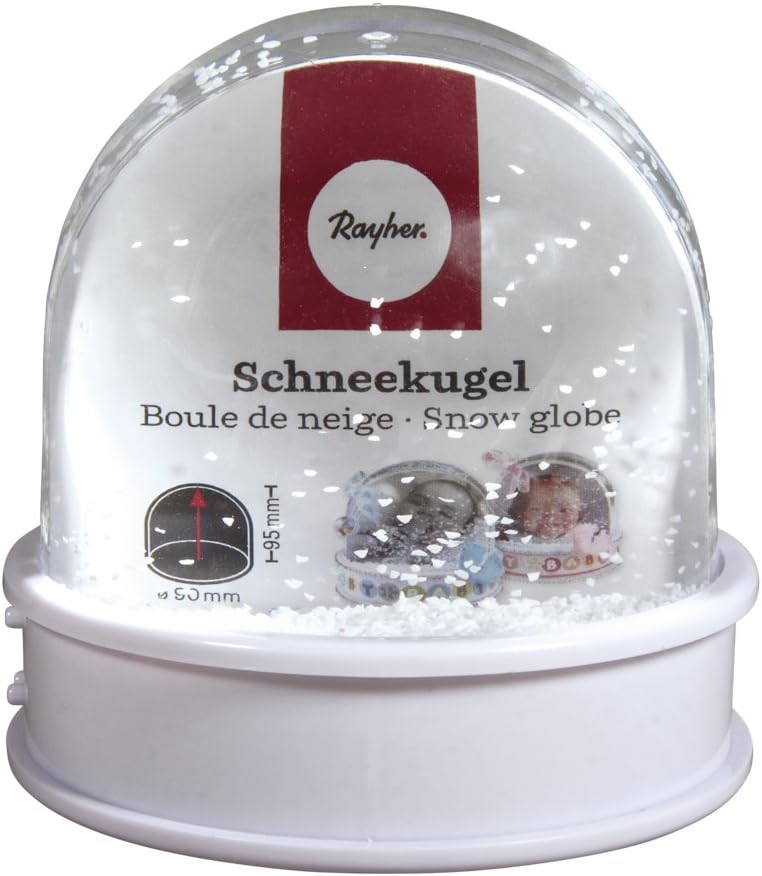 RAYHER 5615600 Snow Globe, Photo Size 70 x 63 mm Diameter 90 mm. Height: 95 mm