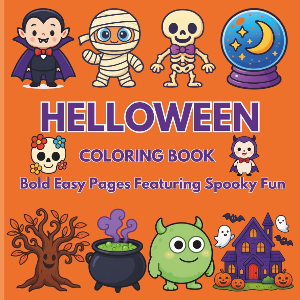 Halloween Coloring Book: Bold Easy Pages Featuring Spooky Fun (Bold and Easy Coloring Book Series - Noor Kids)