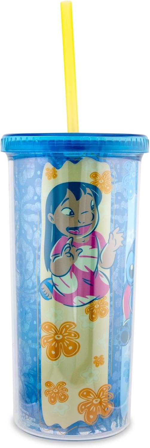 Disney Lilo & Stitch Scrump Plastic Carnival Cup With Spill-Resistant Lid and Reusable Straw | Holds 20 Ounces - Image 3