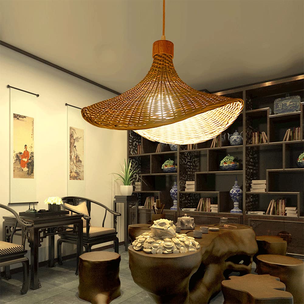 Lampada a Sospensione in Vimini Intrecciato E27, Paralume a Nido d'uccello, Lampada a Sospensione da Fattoria, Lampada E26/E27 con Cavo Regolabile, Lampada da Sala da Pranzo, Camera da Letto, STU