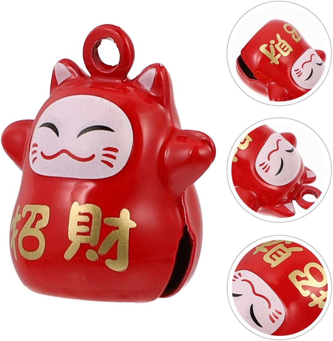 STOBOK Fortune Cat Bell Hanging Pendants 18 Pcs Lucky Cat Charms for Bag Decoration Crafting Jewelry Making Mini Copper Bells 0.78X0.78X1.18In