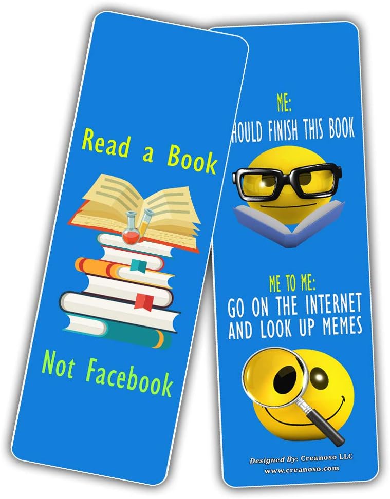 Creanoso Book Lovers Reading Bookmarks (60-Pack) - Inspiring Bookmarker Cards for Bibliophiles - Best Gifts Stocking Stuffers for Him, Her, Boyfriend, Girlfriend, Couple, Men or Women