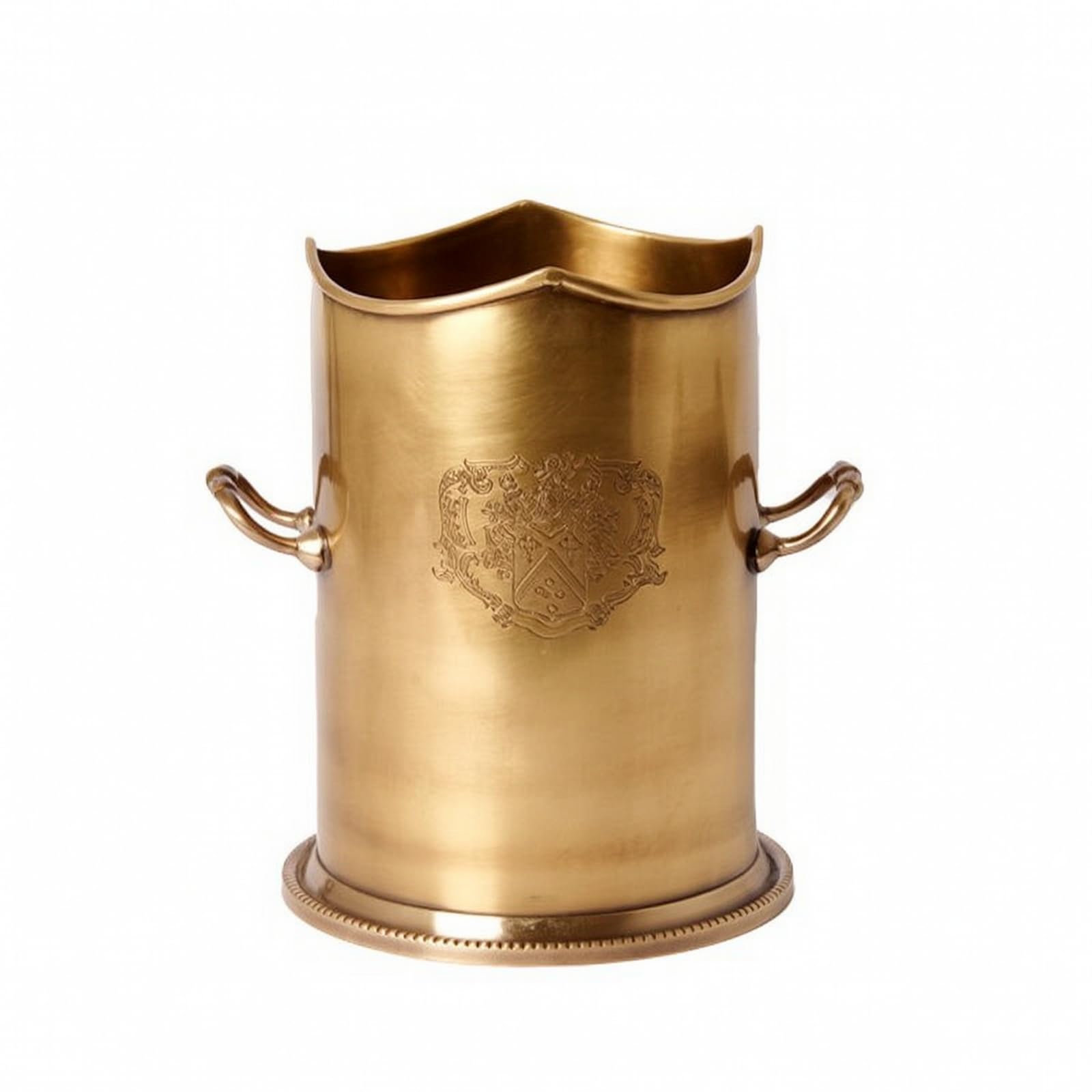 Contenitore in Ottone Lavorato a Mano | Stile Europeo, Organizzatore Senza Coperchio, per Toeletta, Collezionisti, 13x13x18cm, Secchio da Deposito C