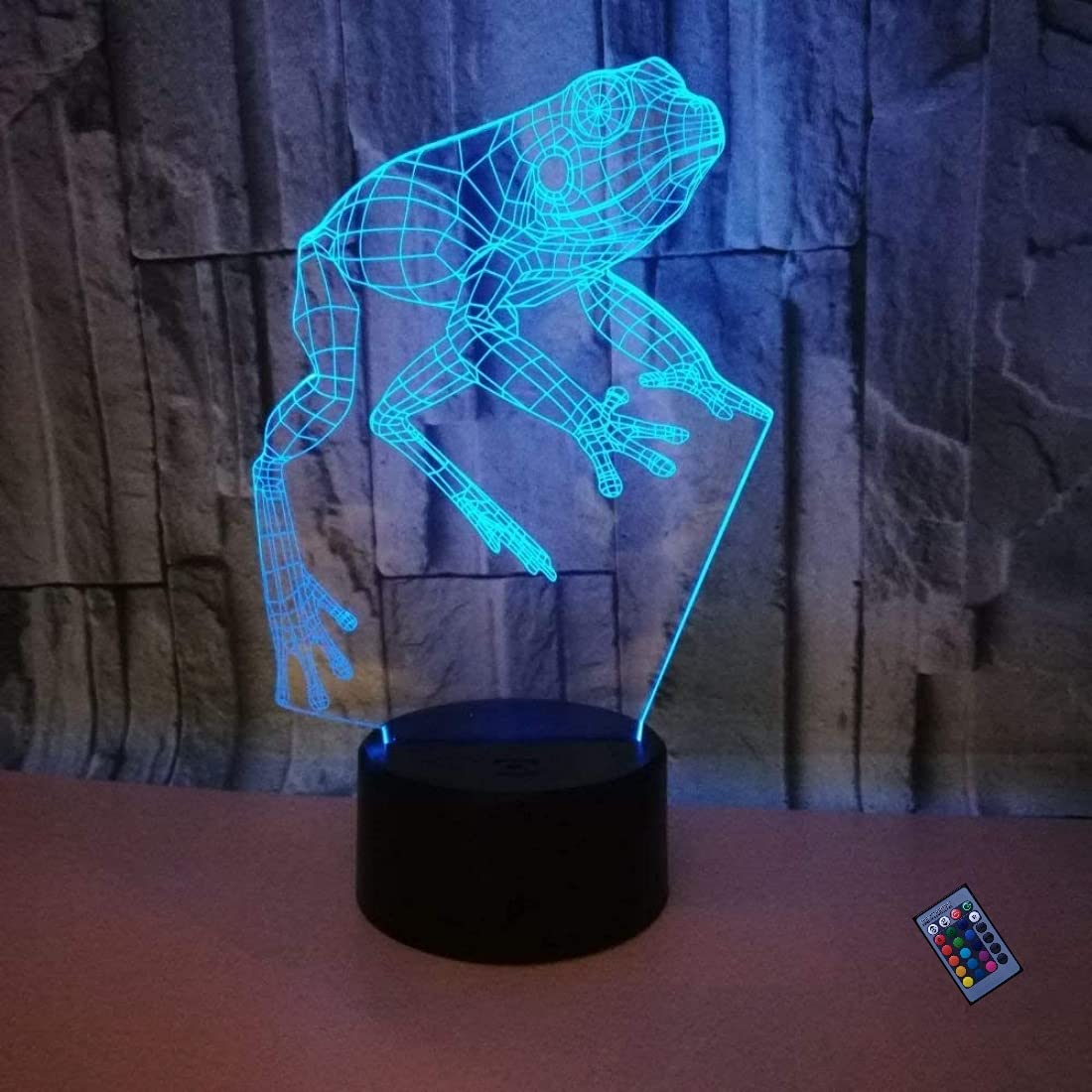 Lampada 3D LED Rana Con Telecomando, 16 Colori E Dimmerabile, Illusione Acrilica Per Camera Bambini, Regalo Compleanno - 2