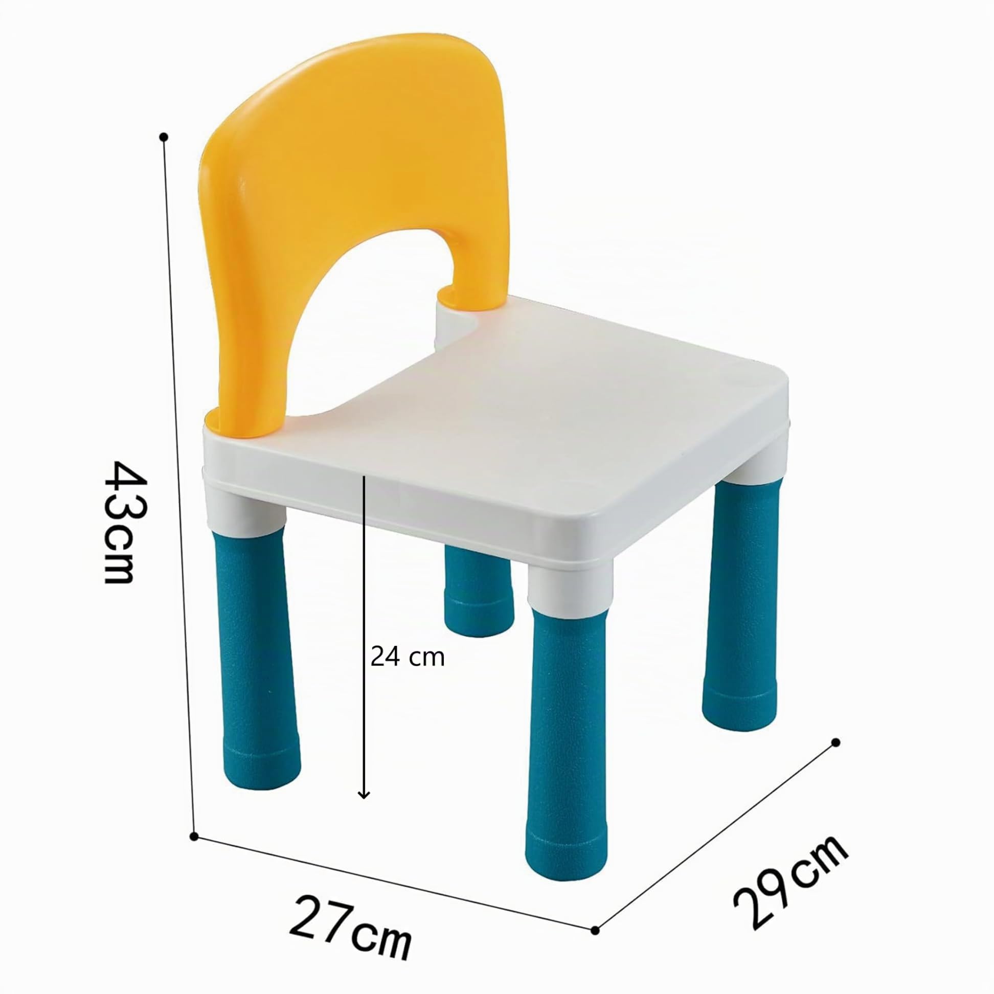 Set di sedie da tavolo per bambini 6 in 1 Tavolo da gioco per bambini, 51 x 51 cm piano di lavoro a doppia faccia con 292 blocchi da costruzione, tavolo multi attività con 1 sedia per bambini