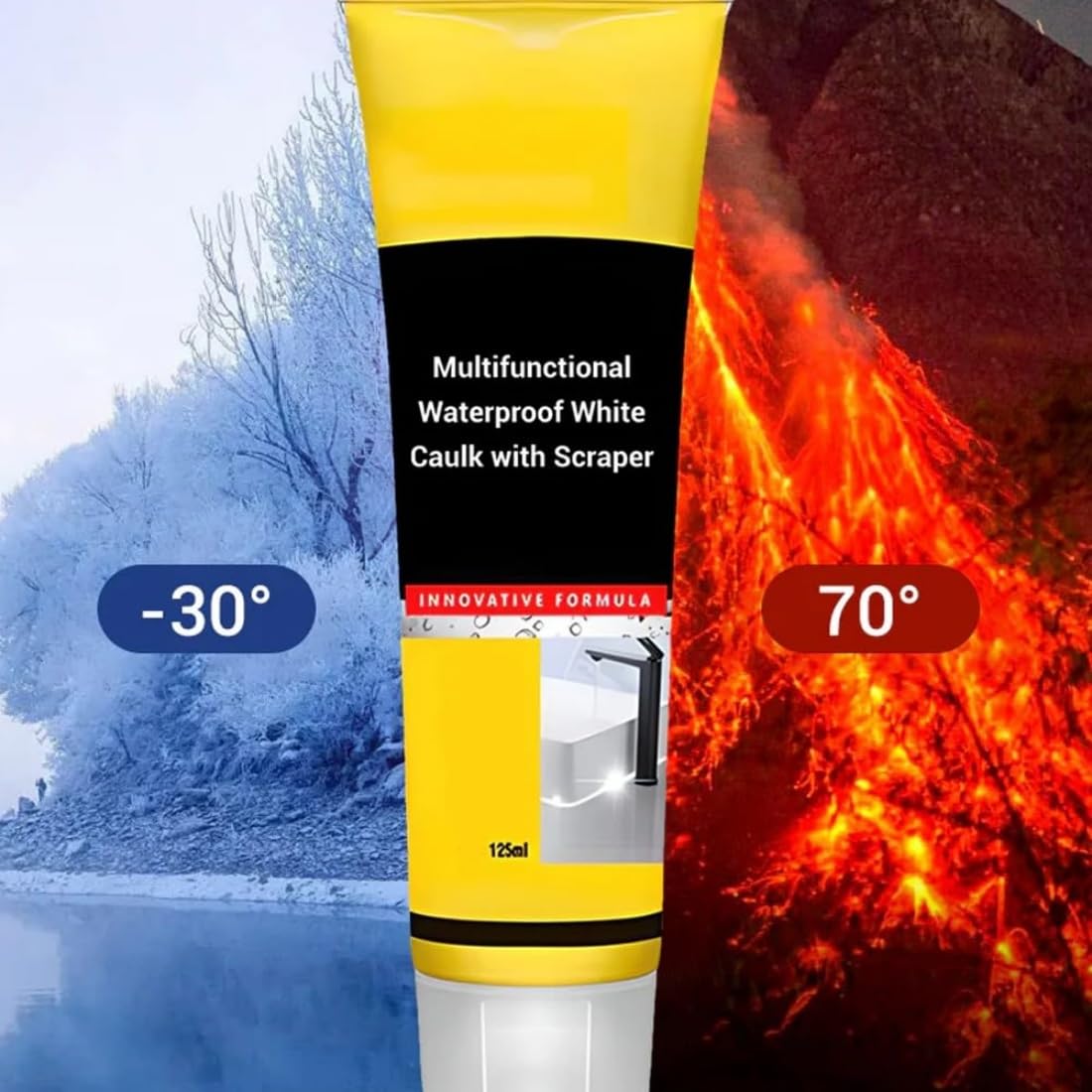 Multifunctional Waterproof White Caulk with Scraper, Waterproof Stronger Adhesion Caulking Sealant, Gap Spackle, Heat-resistant Sealant Kit for Kitchen & Bathroom (2pcs)