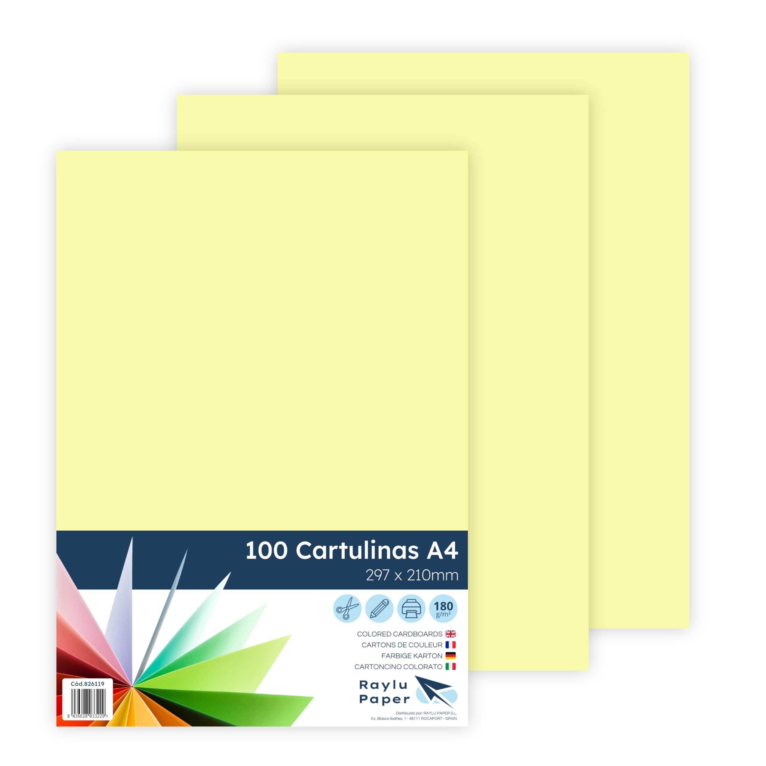 Raylu Paper® A4 100 Pcs Lemon Yellow Cardstock, Great for Binding, Office Work, Drawing, Crafts, Suitable for School Use (Lemon Yellow)
