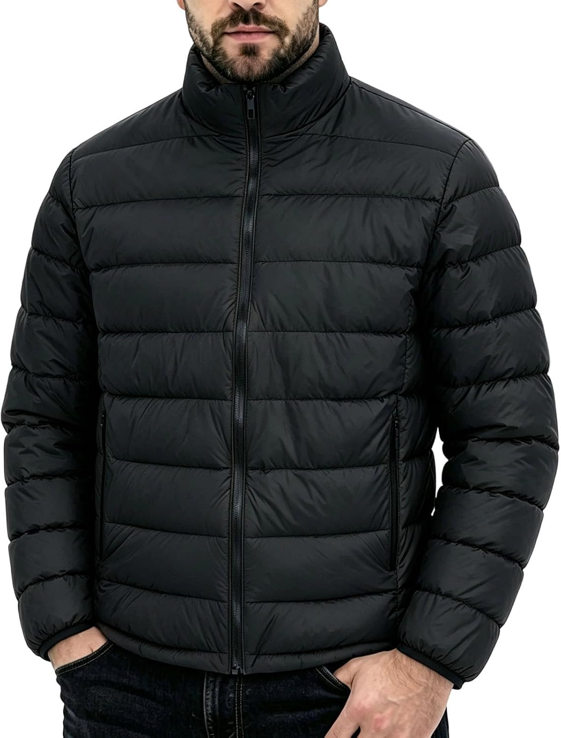 Men's Quilted Puffer Jacket Winter Warm Thermal Coat Outerwear