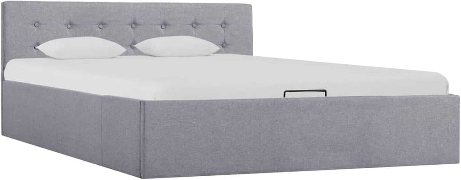 Leepesx Cama hidráulica con almacenaje y LED, Marco De La Cama, Canape, Canape Dormitorio, Cama Divan, Tela Gris Claro 140x200 cm
