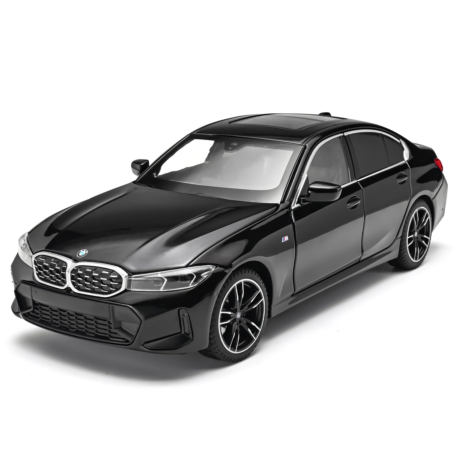 BGHSCA Compatible for 1/24 BMW M3 Model Car, Collectible Zinc Alloy Toy Car with Lights and Sounds, Pull Back Vehicles Toy for Adults Kids Birthday Gifts Decoration (Black)