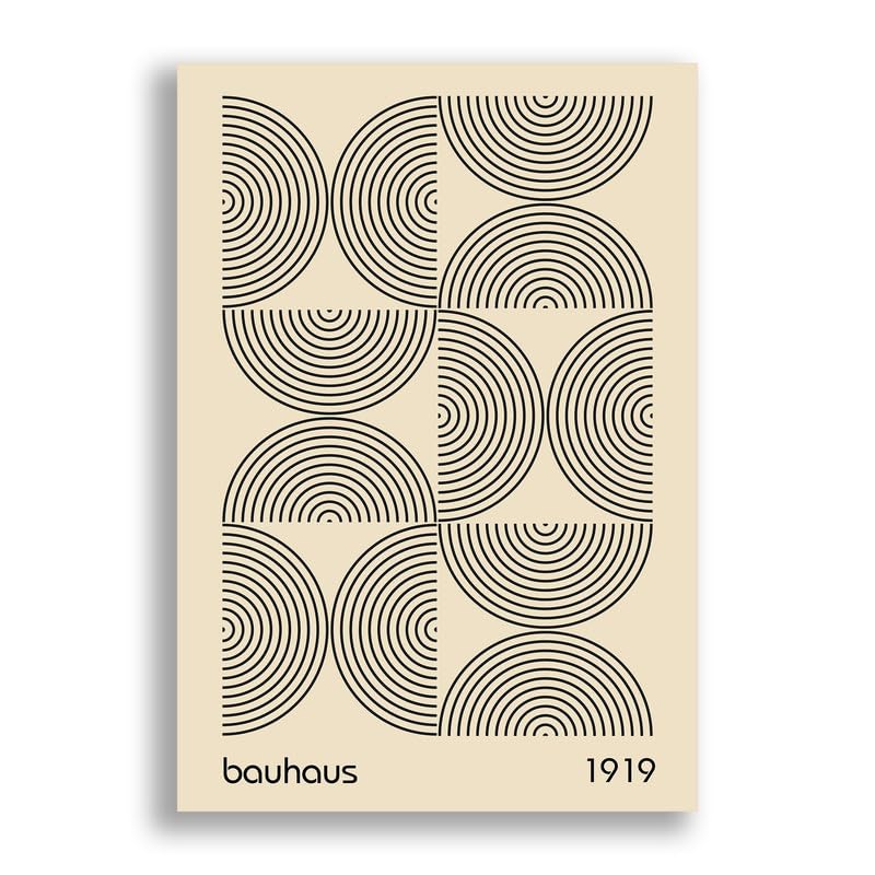 FAB Bauhaus - Half Circles Lines Wall Art - Abstract Wall Art Print - Modern Home Décor - Unframed Photo Poster (A2 [420mm x 594mm]) — image 1