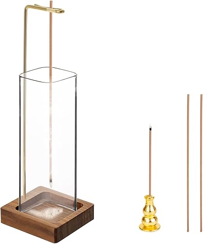 Soporte de incienso para palos anti-ceniza con vidrio extraíble, atrapa cenizas, quemador de incienso fácil de limpiar, soporte moderno para