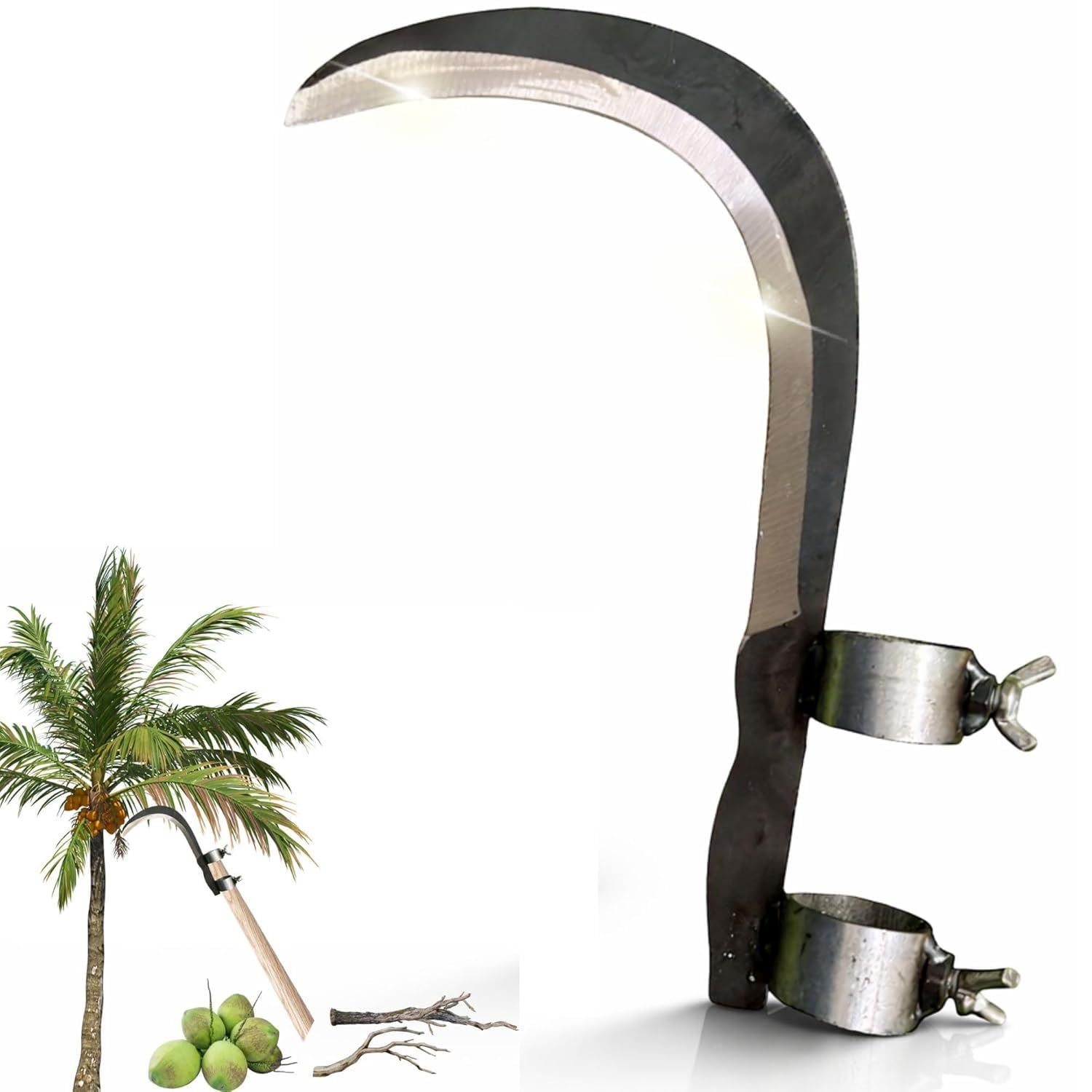 CRPL Grass Sickle Cutter Head & Long-Reach Fruit Plucker | Heavy Duty Agriculture Tool for Harvesting, Farming & Gardening | Tree Cutter, Branch Pruner, Coconut Cutter-image-36