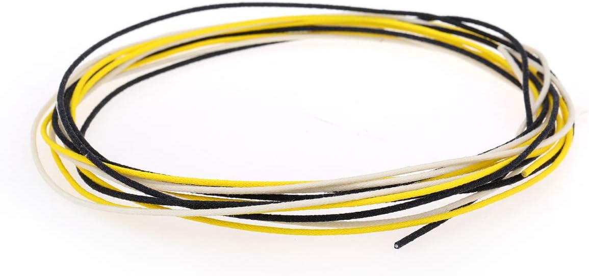 Musiclily Pro 22 AWG Gauge Vintage-style Guitar Cloth-covered Wire Pushback Wire Pre-tinned Copper Wire for Electric Guitar Upgrades Kits and Wiring Harness, 6 feet of Each Black/White/Yellow