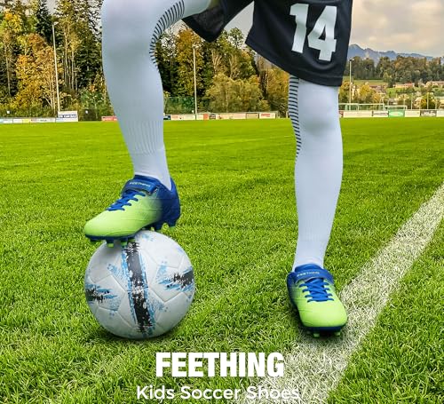 Kids Soccer Cleats for Boys Girls Outdoor Athletic Youth Football Cleats Firm Ground Little Big Kid Soccer Shoes 5