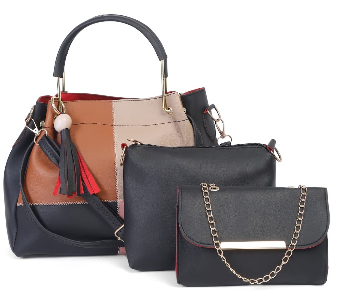 Fargo Handbag For Women And Girls Combo Set Of 3 (Black_ColorBlock_FGO-363) (B0B2K4D2PG) Amazon Price History, Amazon Price Tracker
