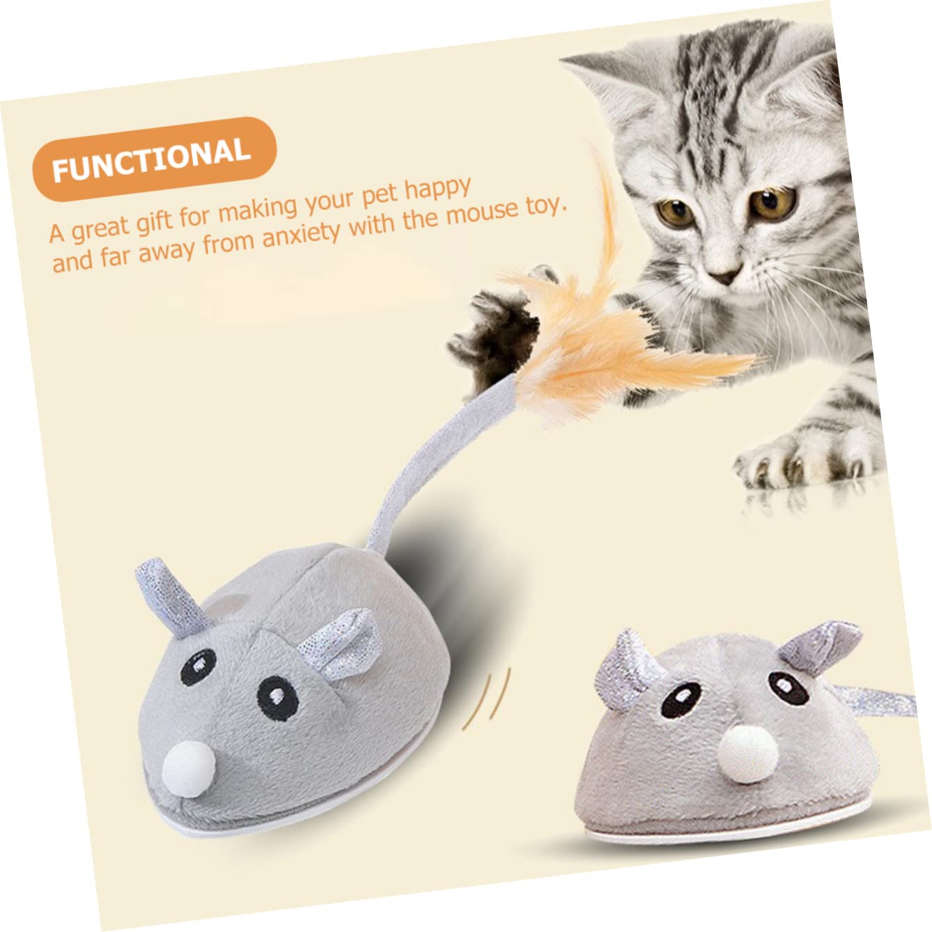 Mipcase 4pièces Souris Électrique Rechargeable pour Chats Jouet Interactif avec Queue Agitée Et Sons Réalistes Amusant pour Jeu Autonome Et à Intérieur