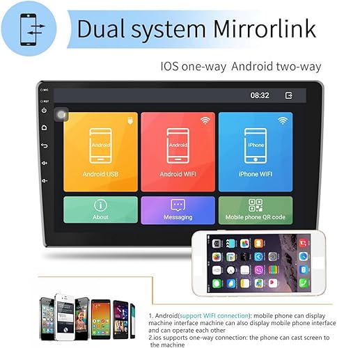 Miniatura 9 de Estéreo del coche Carplay Android Auto WiFi reproductor MP5 2 DIN 10 pulgadas para Android 8.1 navegación GPS RAM1G ROM16G universal coche radio