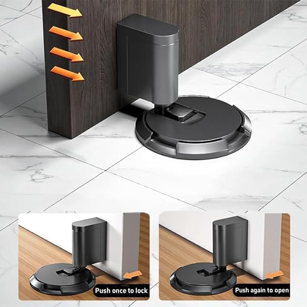 Tope magnético para puerta, tope magnético para puerta de montaje en suelo, resistente, sin taladro, soporte de puerta de altura ajustable para huecos de puerta de 3 a 4 pulgadas de alto, tope de