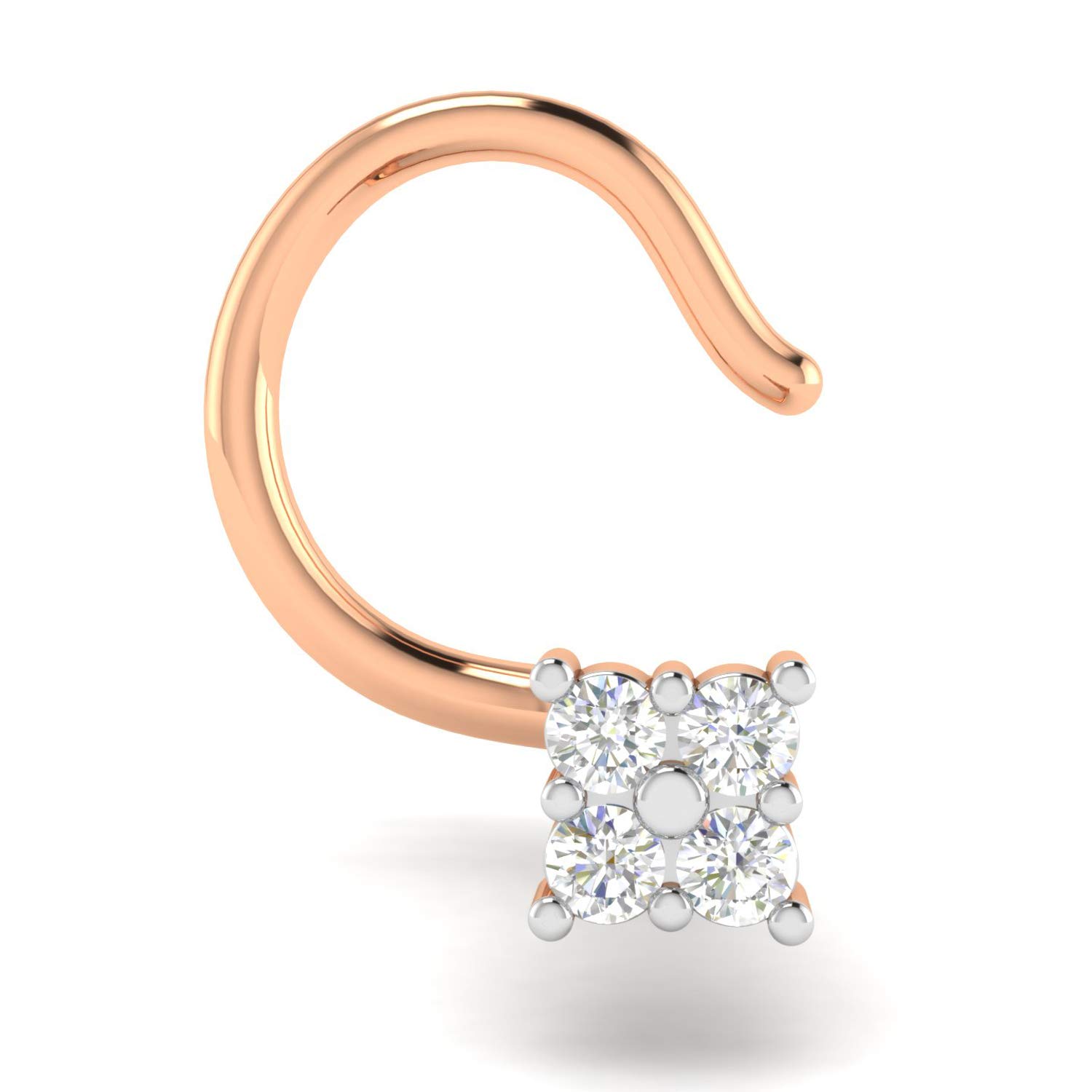 18KT Rose Gold and Diamond Nose Ring for Women