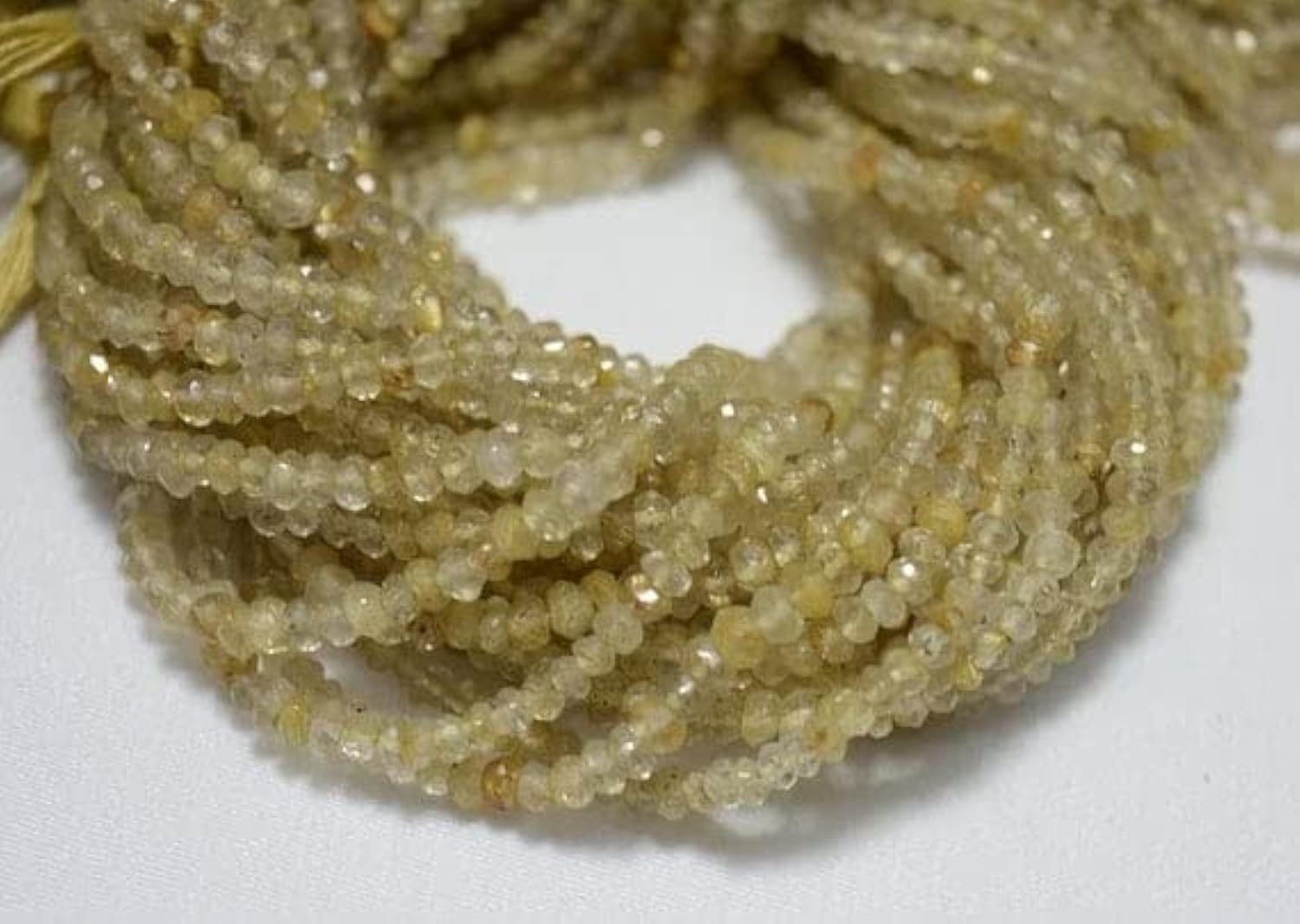 Quartz rutile doré 3.5mm perles rondelles facettées pierre naturelle pour création bijoux