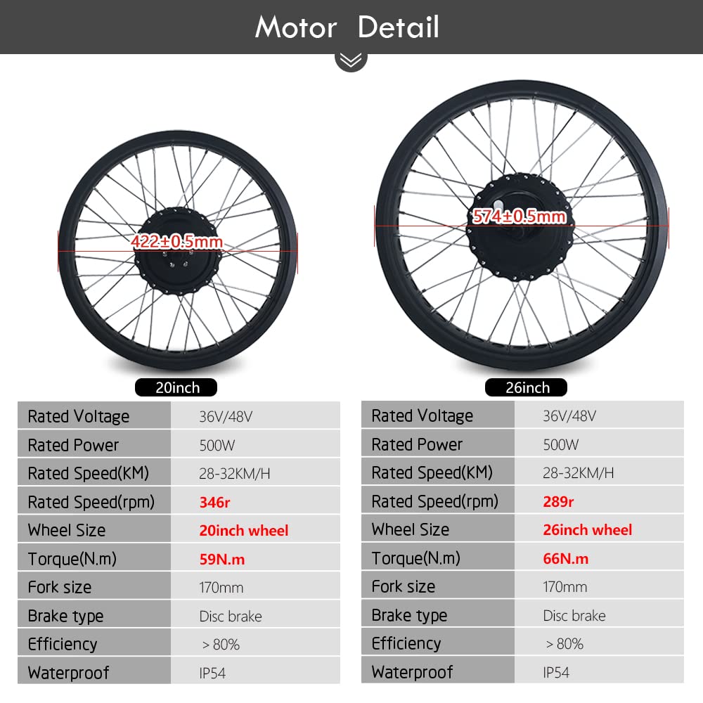 Amazon | 電動自転車改造キット、36V / 48V 500Wモーター、ブラシレス