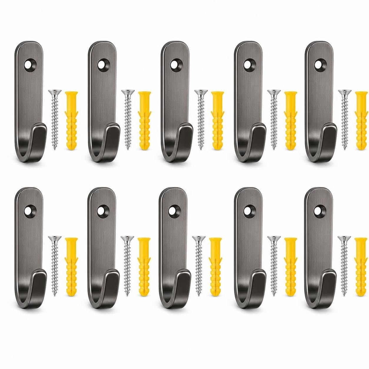Gipnva 10 Set J-Shaped Picture Hanger, Stainless Steel Mini Wall Mounted Picture Hooks for Mirror and Picture Frames