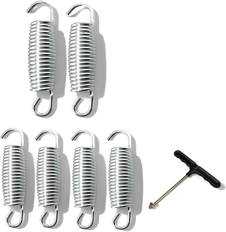 Trampoline Springs 6-Pack - 3.9 Inch Replacement Springs for Trampoline, Heavy Duty Rust-Proof Spring Parts with Spring Tool Compatible