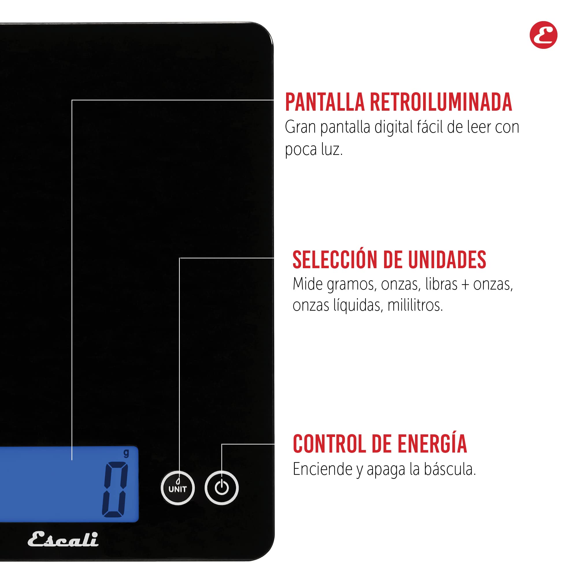 Escali 2210IB Báscula de Cocina Alimento Arti XL Glass, Báscula Digital para Cocinar, Accesorio de Menaje de Cocina, Negocios y Ocio, 10 kg, Negro, 24 x 19 x 2 cm