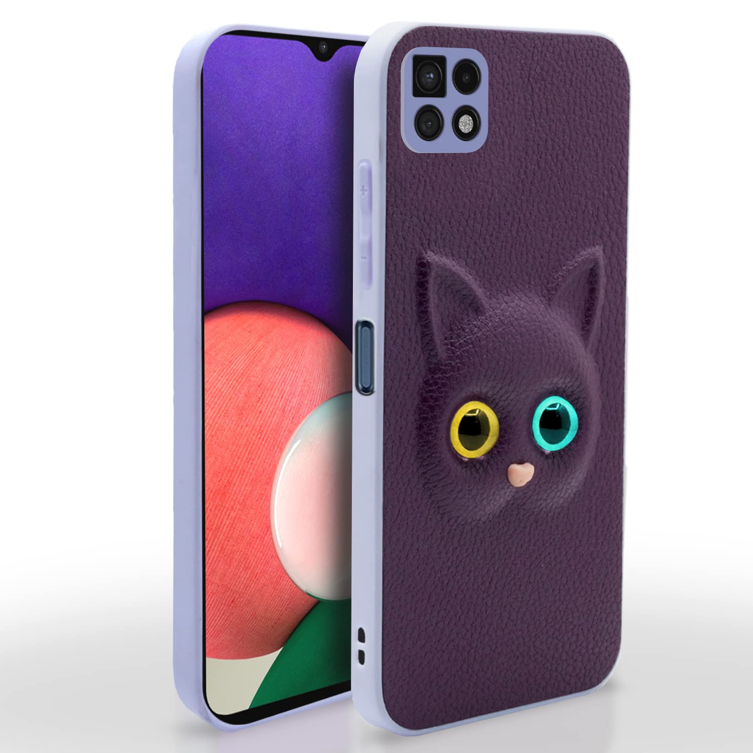 Pikkme Samsung Galaxy A22 5G / F42 5G Back Cover for Girls | Cute Cat Leather Finish | Soft TPU | Case for Samsung Galaxy A22 5G / F42 5G (Purple) (B0B92QPT8M) Amazon Price History, Amazon Price Tracker