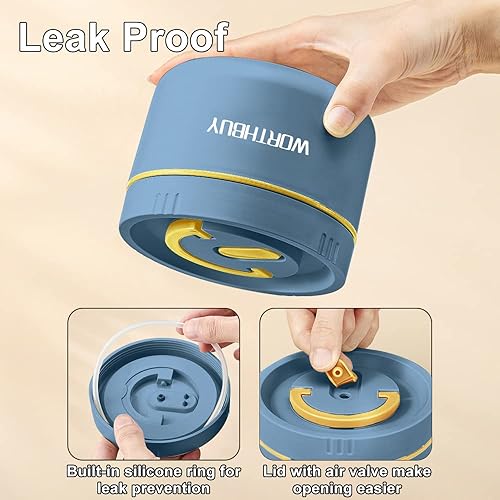 Miniatura 7 de VANDHOME Juego de lonchera portátil con aislamiento, apto para microondas para adultos y niños, contenedor térmico de acero inoxidable 188 para