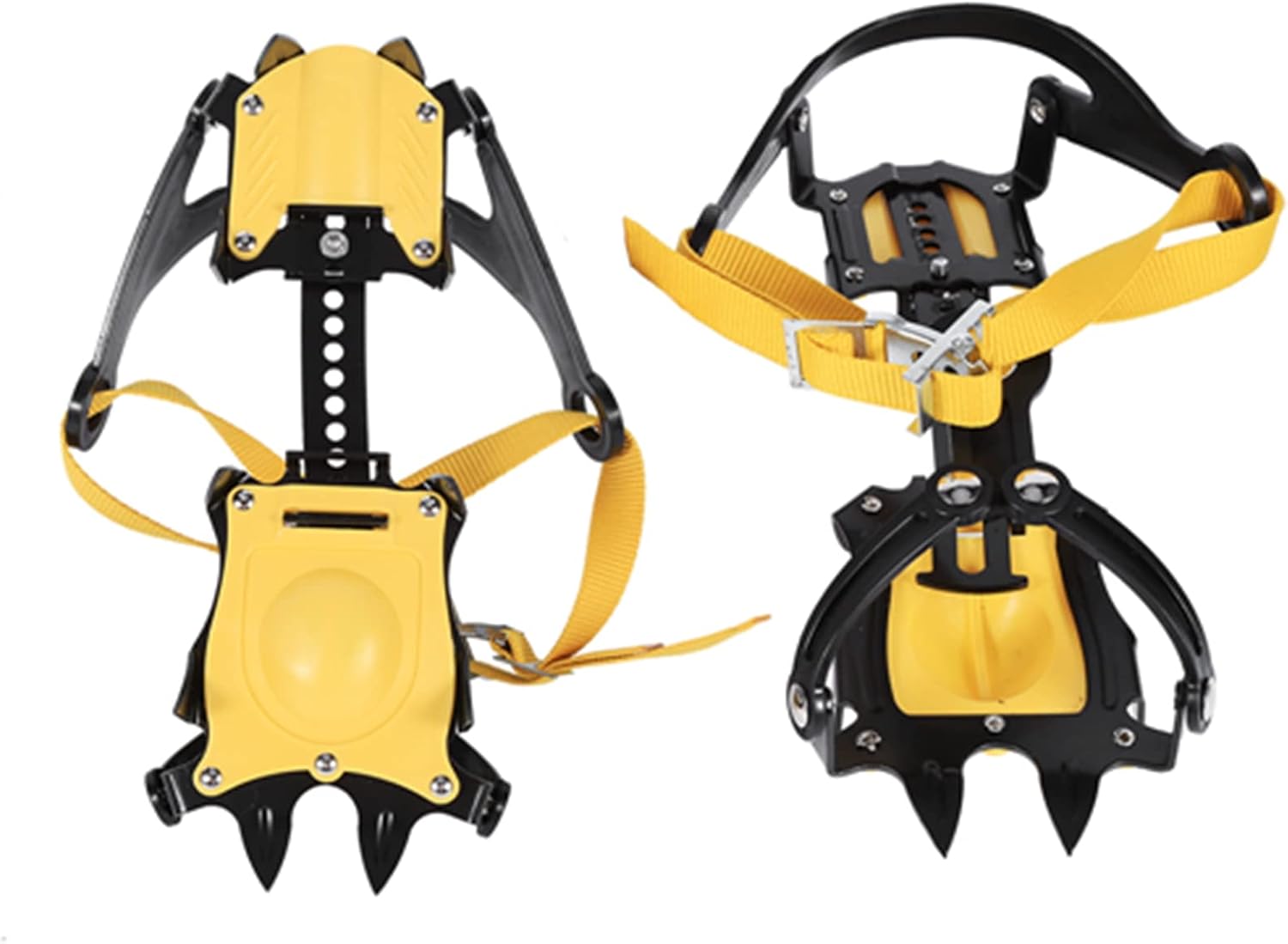 Crampons, 10 Teeth Crampons Strap Binding Type Ice Grips 20.5-31cm Adjustable Ice Cleats for Boots Ice Spikes for Shoes for Hiking