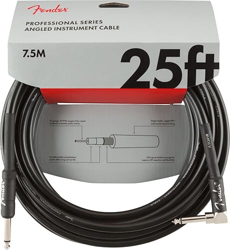 Miniatura 34 de Fender Cable de instrumento original de 18.6 pies, recto, negro, 1 paquete