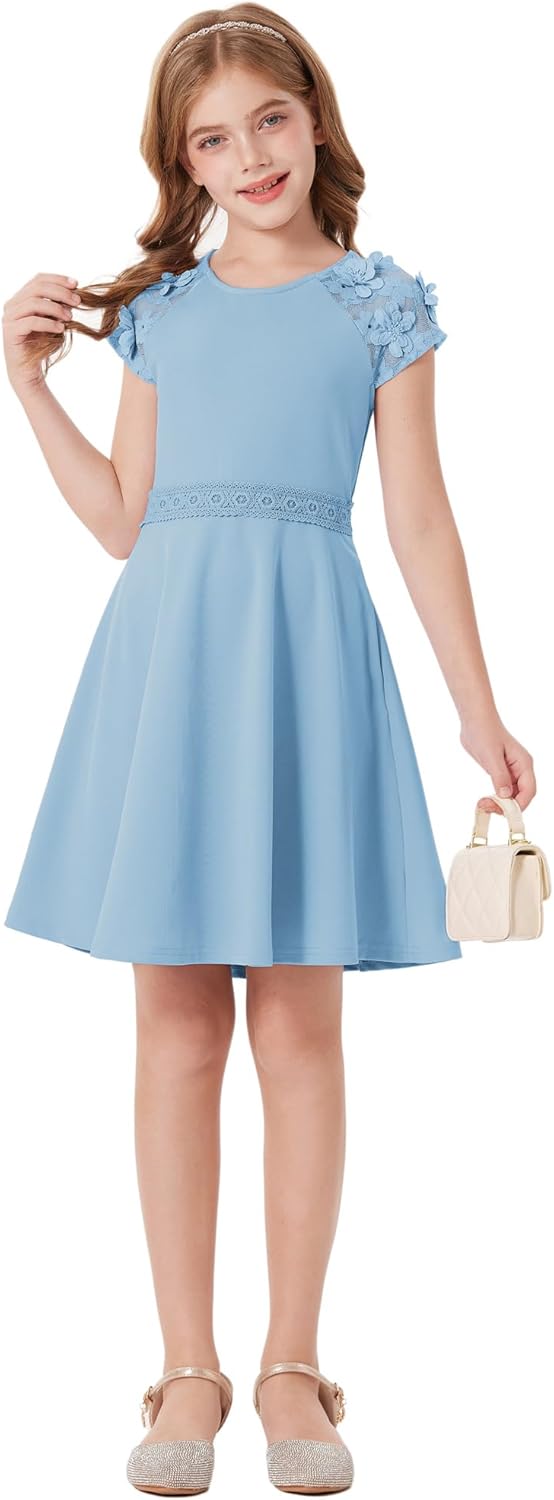 GRACE KARIN Girls' Short Sleeve Formal Dresses Girls Spring Party Dress Girl Summer Casual Dress 6-13 Years - Image 8