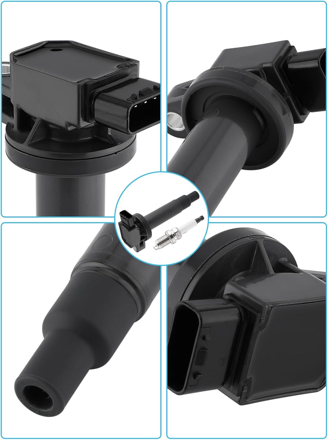 UF316 Ignition Coil Pack Spark Plug 4PCS (1.5L Only) For Toyota Echo 2000-2005,Prius 2001-2009,Prius C 2012-2014,Yaris 2006-2016,For Scion XA XB 2004-2006,Replace # 9091902240 C1304 UF316T 7090