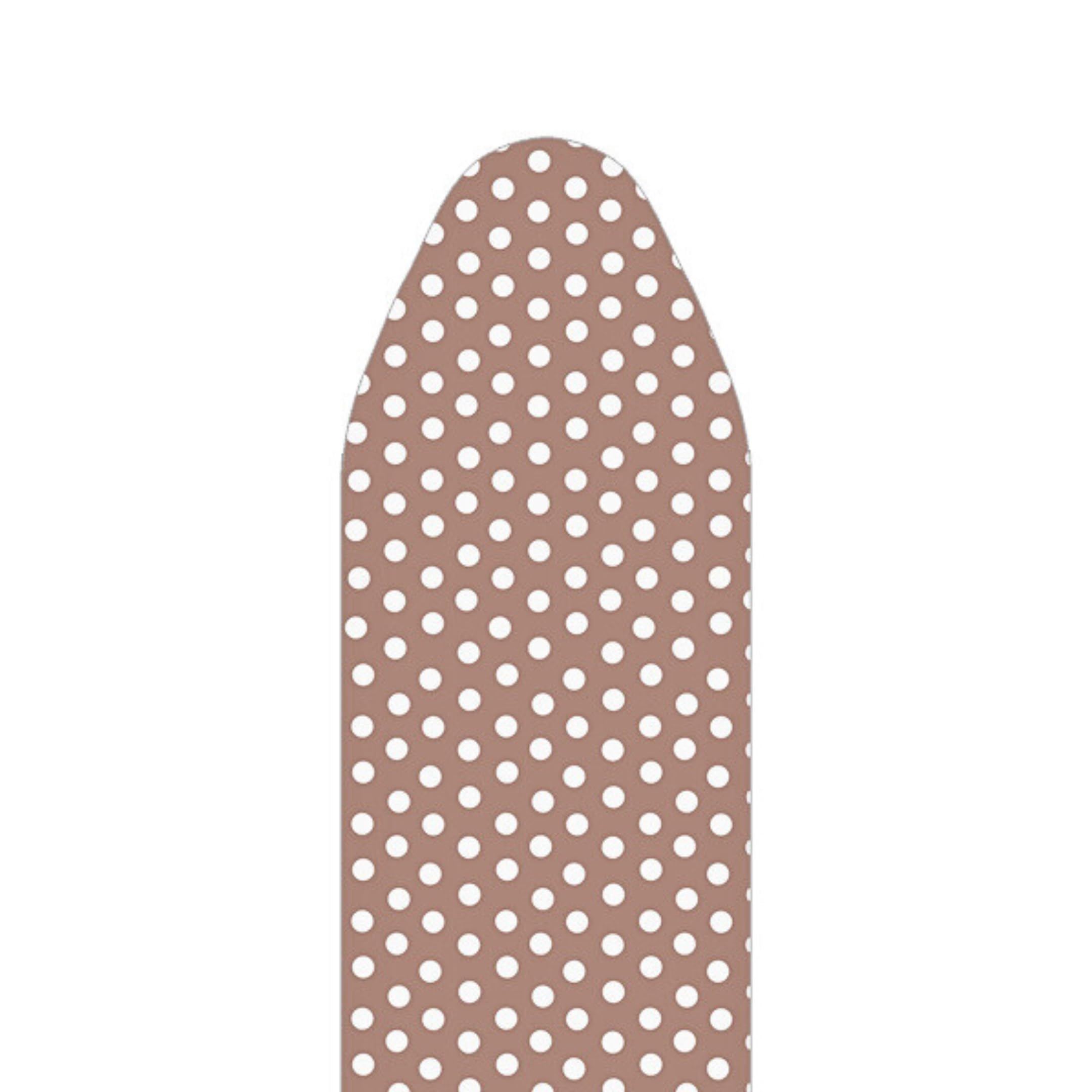 SOFTILLO Cotton Ironing Board Cover with Padding, Designer Covering with 3mm Foam, Thermal Layer Protection, Adjustable Drawstring - Beige Dots