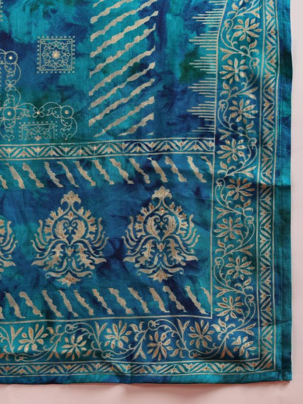 Image of Vaamsi Women's Silk Blend Ethnic Motifs Printed Anarkali Kurta Pant With Dupatta