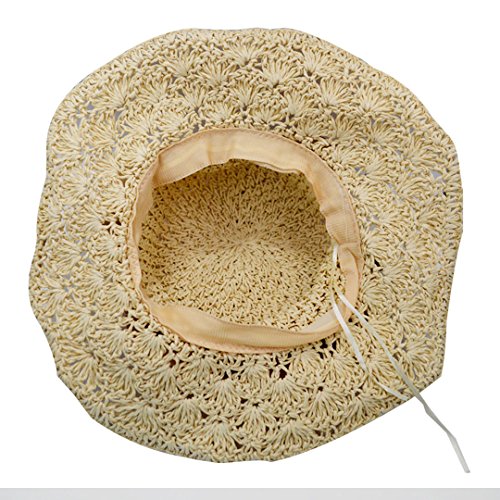 Sombrero de paja para mujer plegable con ala ancha miniatura 7